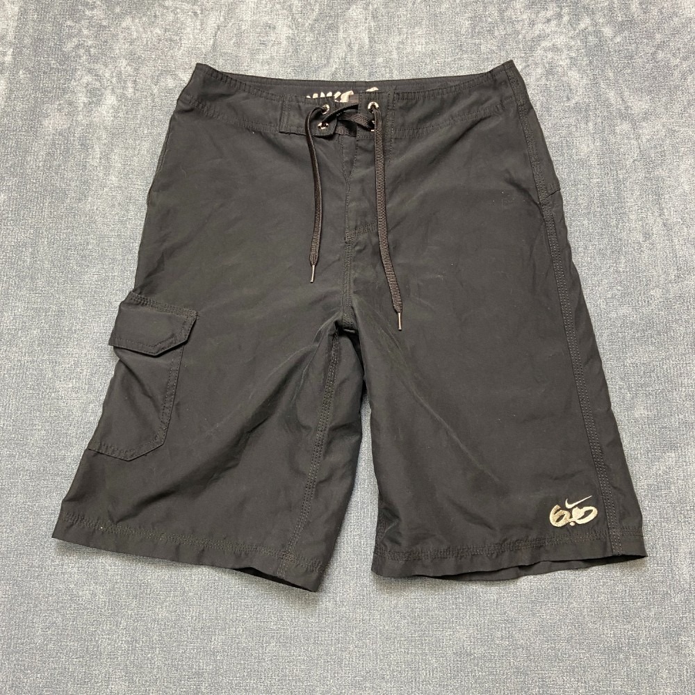 Nike 6.0 Board Shorts Mens 28 Black Mid Rise Drawstring Waist Swimwear Surfing